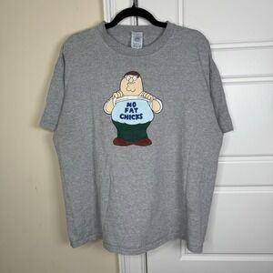 VTG Family Guy Peter Griffin No Fat Chicks T-Shirt Men's X-Large Grey 2003 FOX